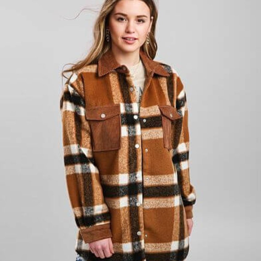 SALE! Vigoss Oversized Wool Blend Plaid Shacket NWOT